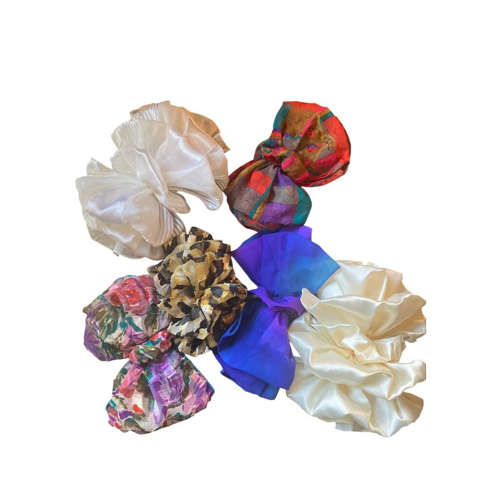 Lot of 6 VINTAGE Barrettes Leopard Silk Wedding Floral